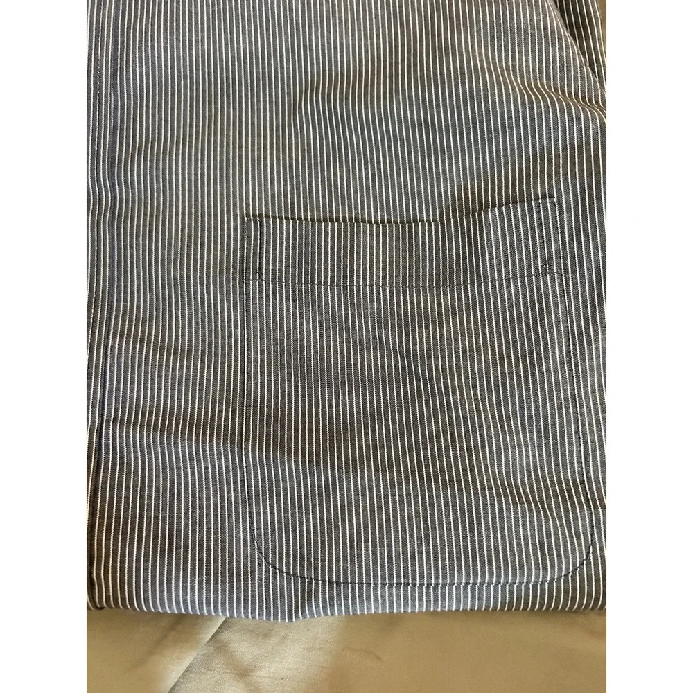 Croft &‎ Barrow Men's Dress Shirt 17.5 34/35 Grey White Pinstripe Classic Fit